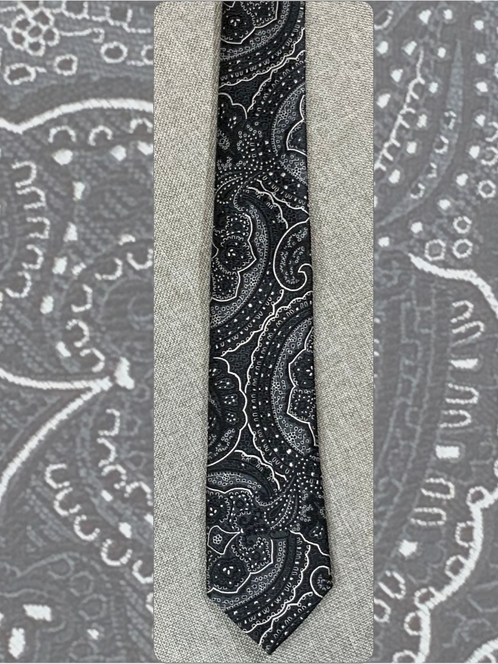 Black Gray Paisley Necktie Bandana Print Mens Tie Society of Threads